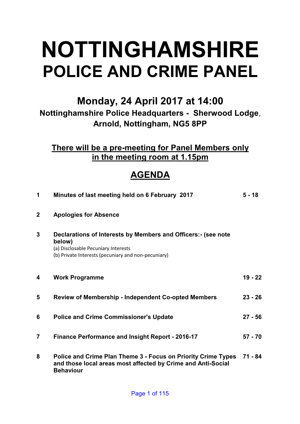 Police and Crime Panel