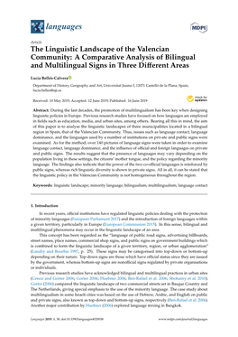 The Linguistic Landscape of the Valencian Community: a Comparative Analysis of Bilingual and Multilingual Signs in Three Diﬀerent Areas