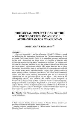 The Social Implications of the United States' Invasion of Afghanistan For