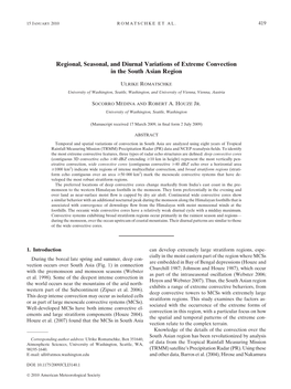 Regional, Seasonal, and Diurnal Variations of Extreme Convection in the South Asian Region