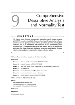Comprehensive Descriptive Analysis and Normality Test 165