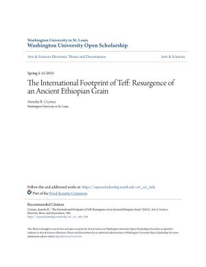 The International Footprint of Teff: Resurgence of an Ancient Ethiopian Grain by Annette R