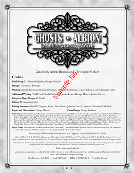 Ghosts of Albion Roleplaying Game
