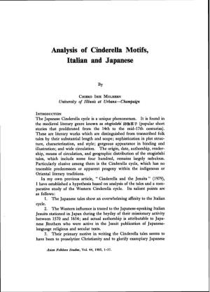 Analysis of Cinderella Motifs, Italian and Japanese