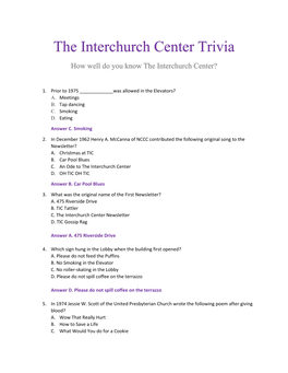 The Interchurch Center Trivia How Well Do You Know the Interchurch Center?