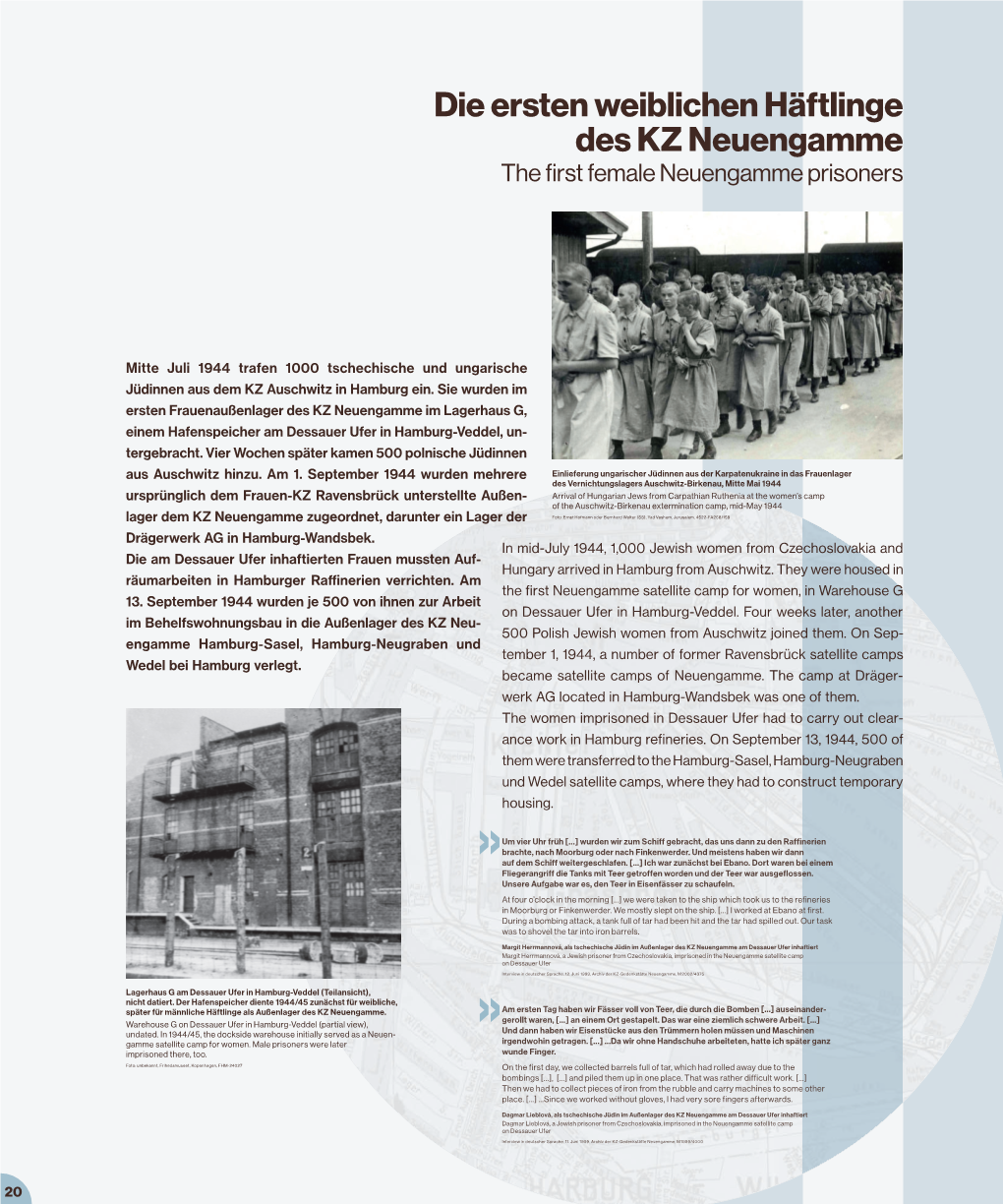 Die Ersten Weiblichen Häftlinge Des KZ Neuengamme the ﬁ Rst Female Neuengamme Prisoners
