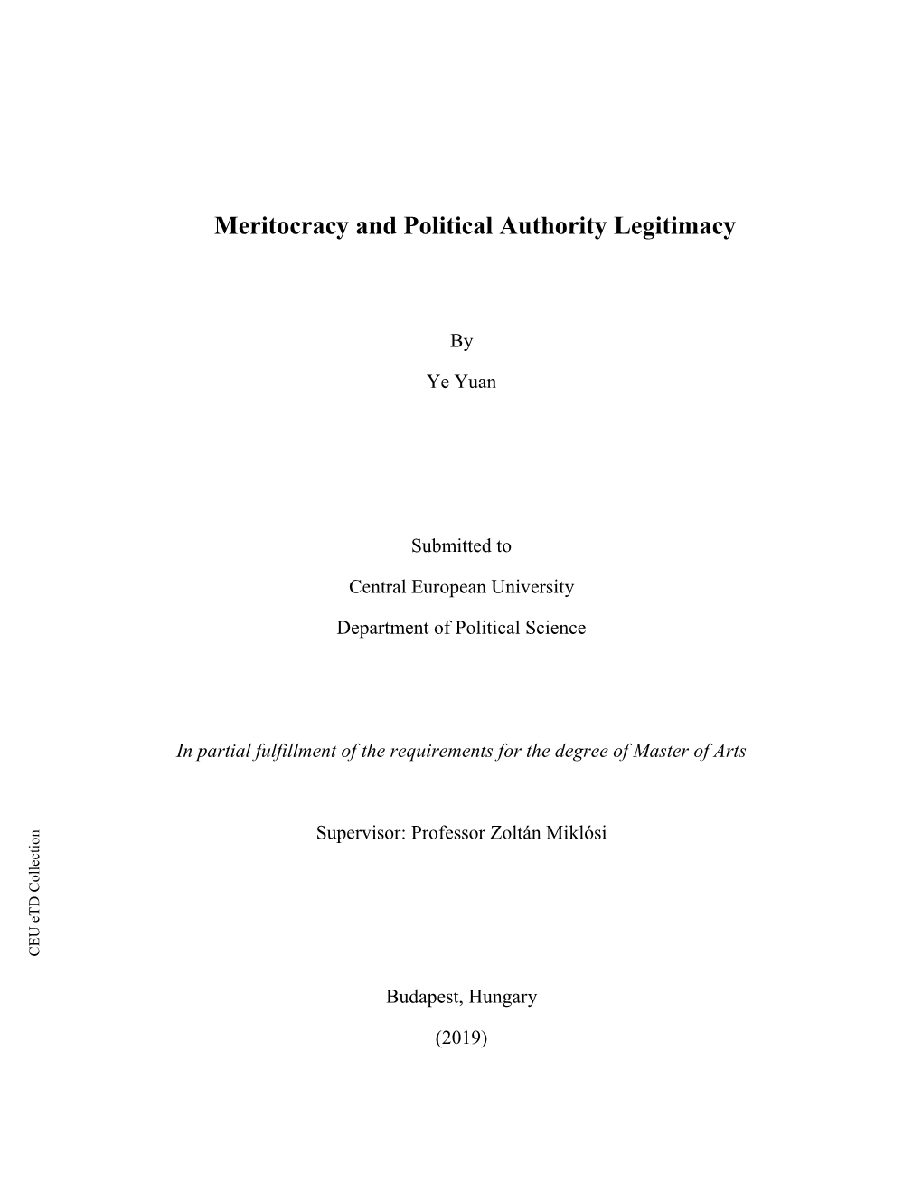 Meritocracy and Political Authority Legitimacy