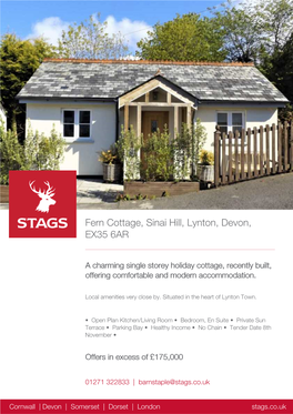Fern Cottage, Sinai Hill, Lynton, Devon, EX35 6AR