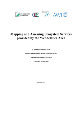 Mapping and Assessing Ecosystem Services Provided by the Weddell Sea Area