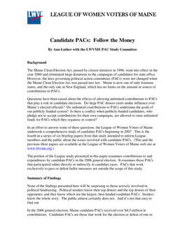 Candidate Pacs: Follow the Money