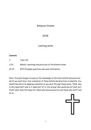 Religious Studies GCSE Learning Notes