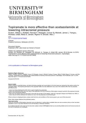 Topiramate Is More Effective Than Acetazolamide at Lowering