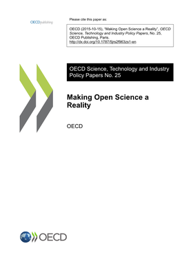 Making Open Science a Reality”, OECD Science, Technology and Industry Policy Papers, No