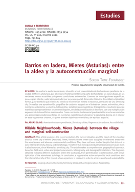 Estudios Barrios En Ladera, Mieres (Asturias): Entre La Aldea Y La