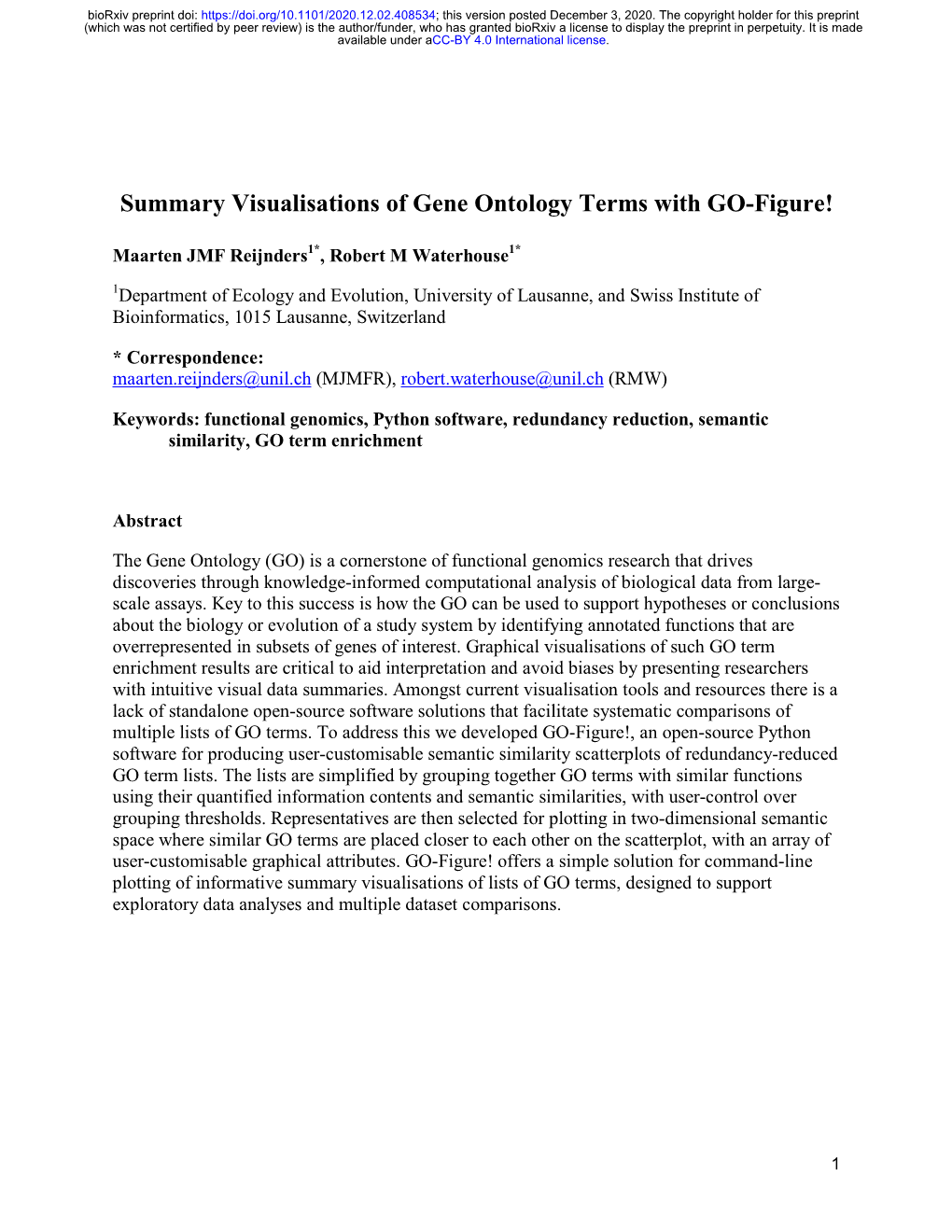 Summary Visualisations of Gene Ontology Terms with GO-Figure!