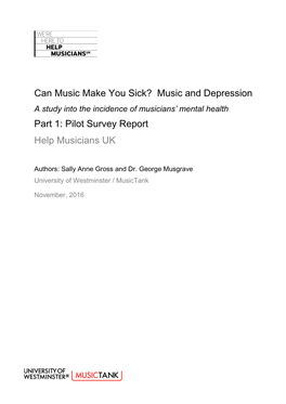 Music and Depression Part 1: Pilot Survey Report Help Musicians UK