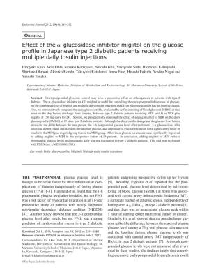 Effect of the Α-Glucosidase Inhibitor Miglitol on the Glucose Profile in Japanese Type 2 Diabetic Patients Receiving Multiple Daily Insulin Injections