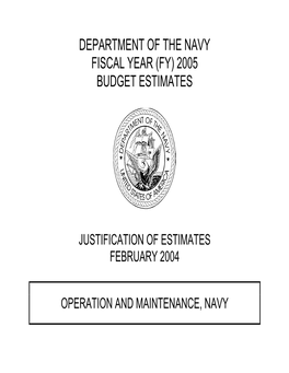 Department of the Navy Fiscal Year (Fy) 2005 Budget Estimates