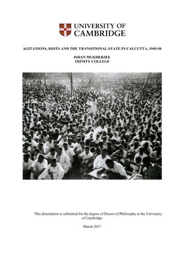 Agitations, Riots and the Transitional State in Calcutta, 1945-50