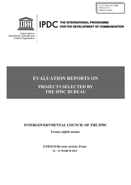 Evaluation Reports on Projects Selected by the Ipdc Bureau