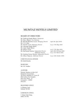 Mumtaz Hotels Limited