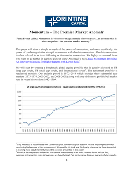 Momentum – the Premier Market Anomaly