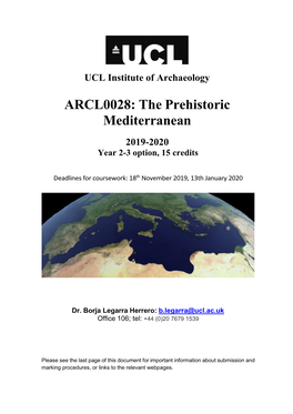 ARCL0028: the Prehistoric Mediterranean