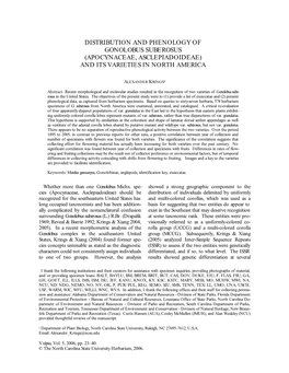 Distribution and Phenology of Gonolobus Suberosus (Apocynaceae, Asclepiadoideae) and Its Varieties in North America