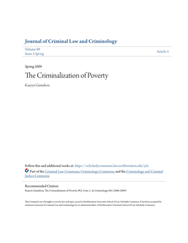 Gustafson, the Criminalization of Poverty