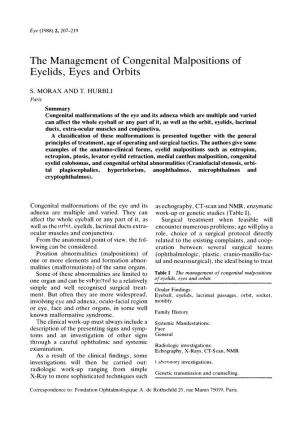The Management of Congenital Malpositions of Eyelids, Eyes and Orbits