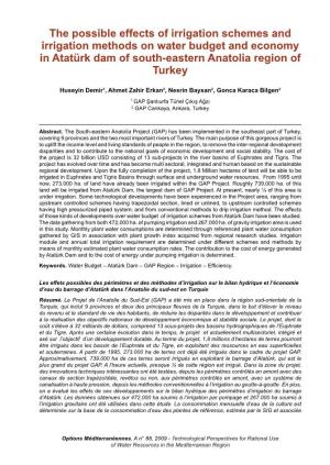 The Possible Effects of Irrigation Schemes and Irrigation Methods on Water Budget and Economy in Atatürk Dam of South-Eastern Anatolia Region of Turkey