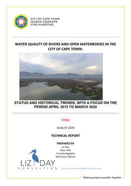 Water Quality of Rivers and Open Waterbodies in the City of Cape Town