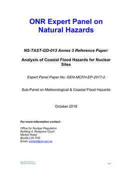 NS-TAST-GD-013 Annex 3 Reference Paper: Analysis of Coastal Flood