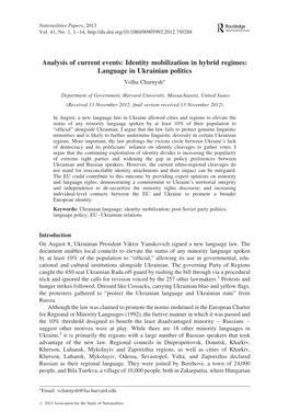 Language in Ukrainian Politics Volha Charnysh∗