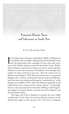 Extremist Islamist Terror and Subversion in South Asia