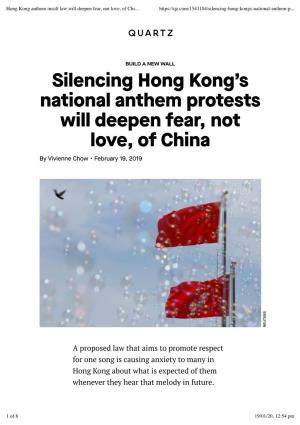 Silencing Hong Kong's National Anthem Protests Will Deepen Fear, Not Love, of China
