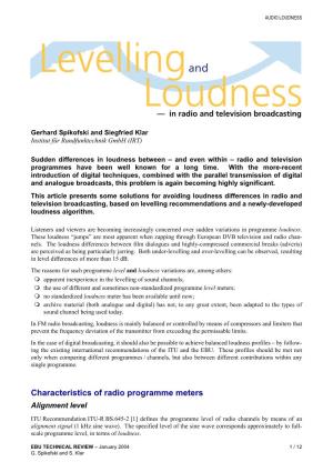 Levelling and Loudness — in Radio and Television Broadcasting