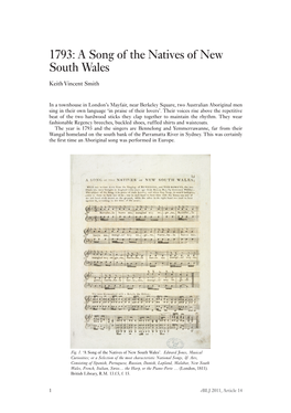 1793: a Song of the Natives of New South Wales