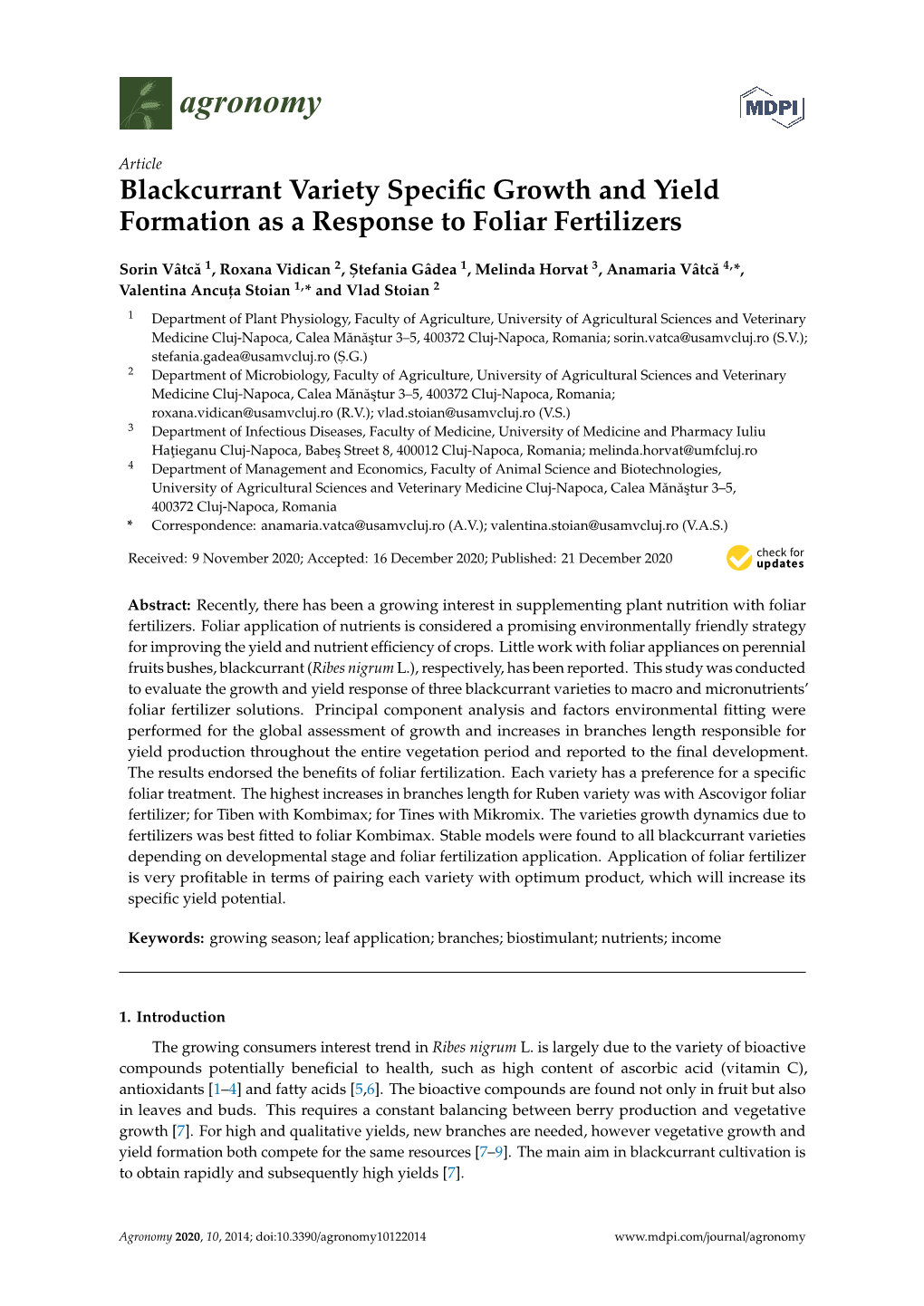 Blackcurrant Variety Specific Growth and Yield Formation As a Response