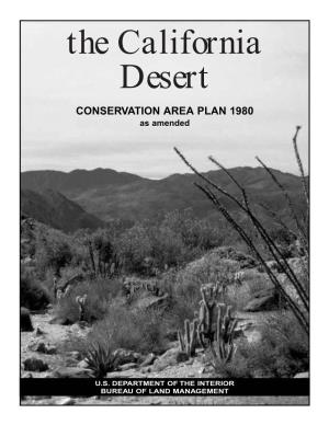 The California Desert CONSERVATION AREA PLAN 1980 As Amended