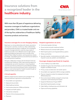 Insurance Solutions from a Recognized Leader in the Healthcare Industry