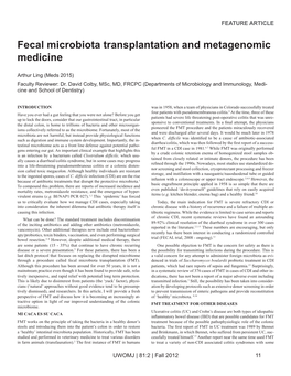 Fecal Microbiota Transplantation and Metagenomic Medicine