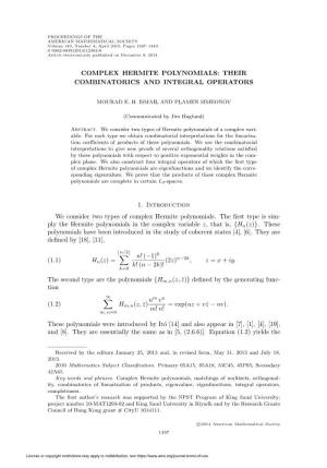 Complex Hermite Polynomials: Their Combinatorics and Integral Operators
