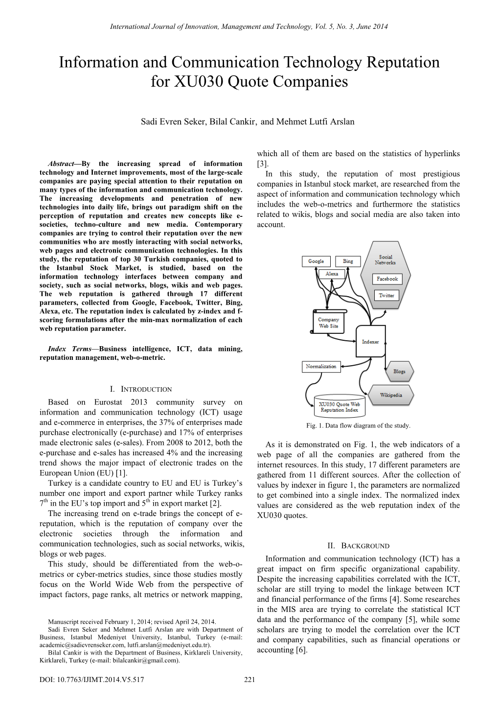 Information and Communication Technology Reputation for XU030 Quote Companies