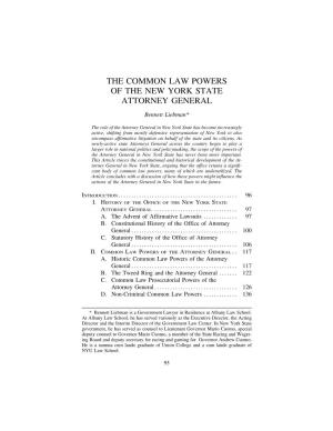 The Common Law Powers of the New York State Attorney General