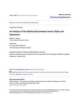 An Analysis of the Relationship Between Humor Styles and Depression