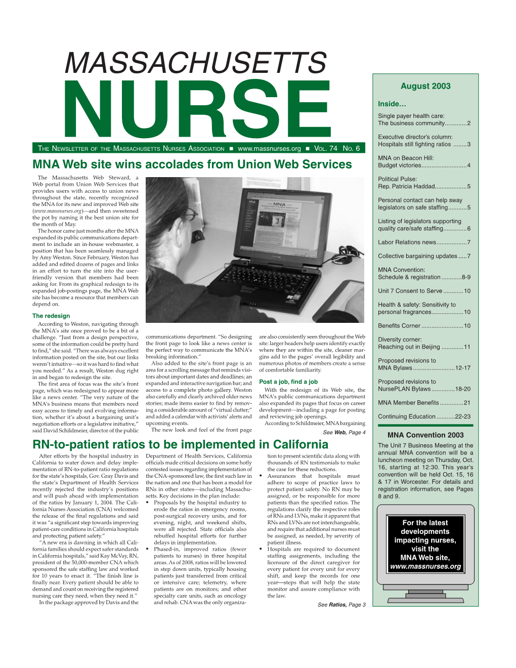 Massachusetts Nurse Newsletter :: August 2005
