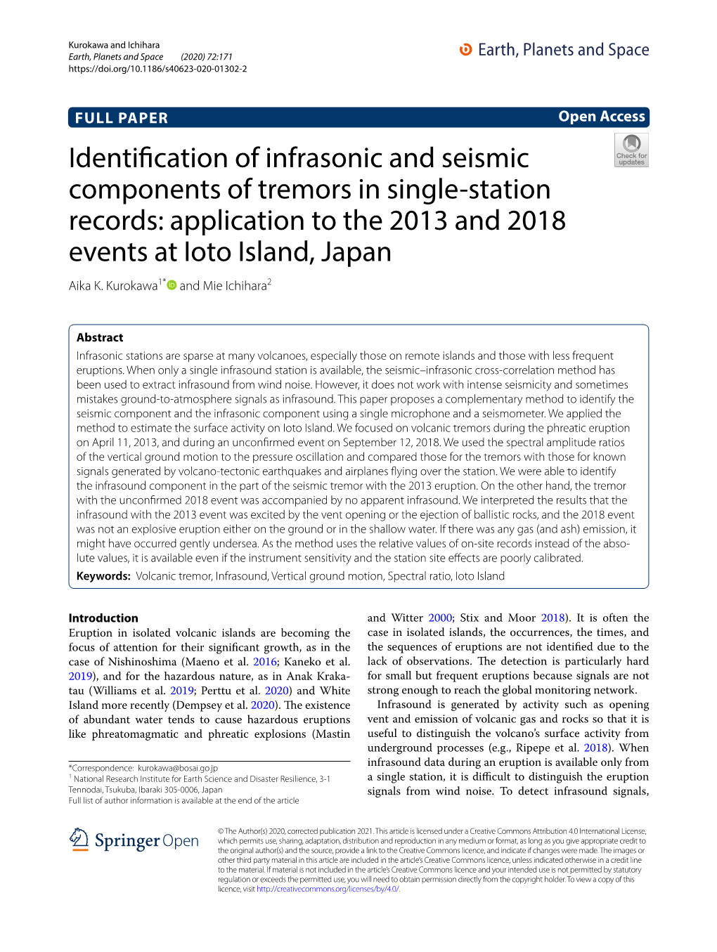 Identification of Infrasonic and Seismic Components of Tremors in Single