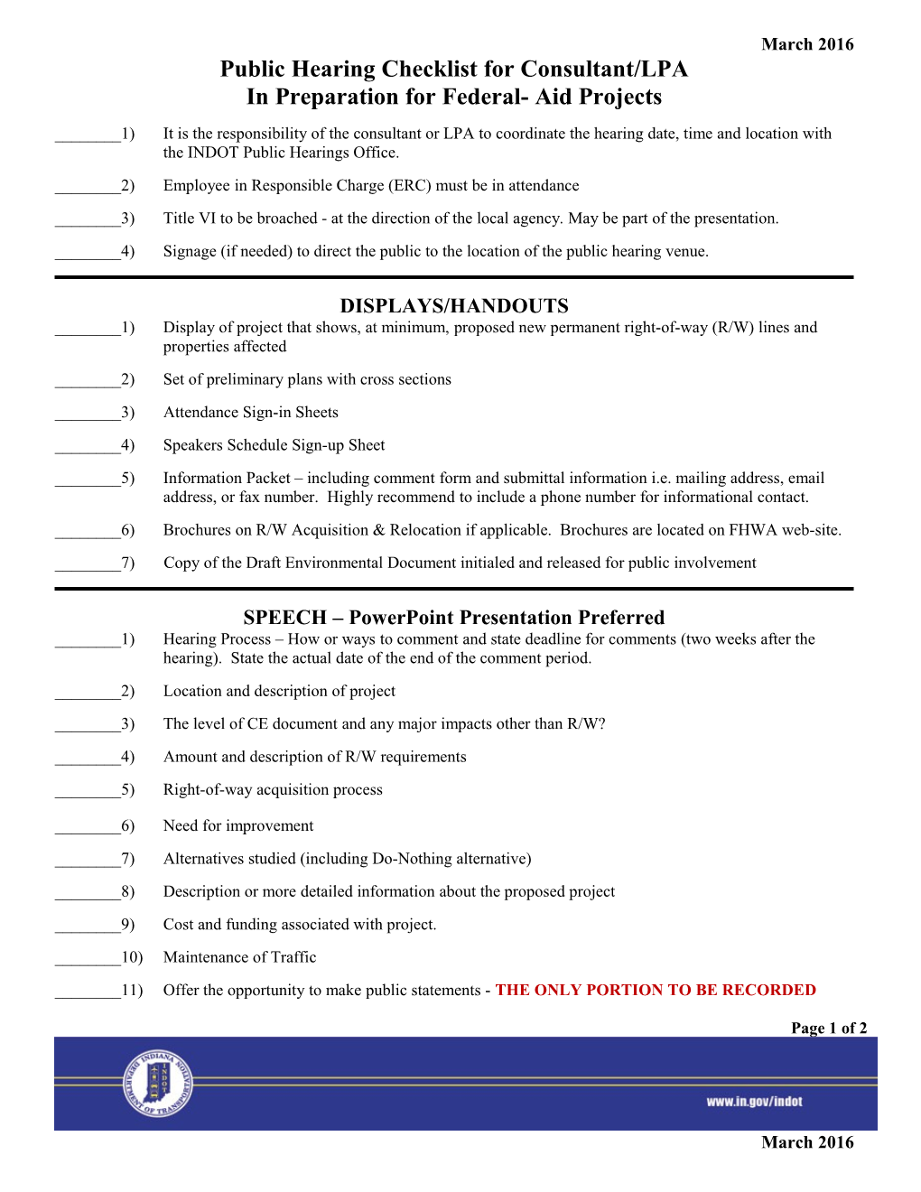 Information Meeting/Public Hearing Conformation