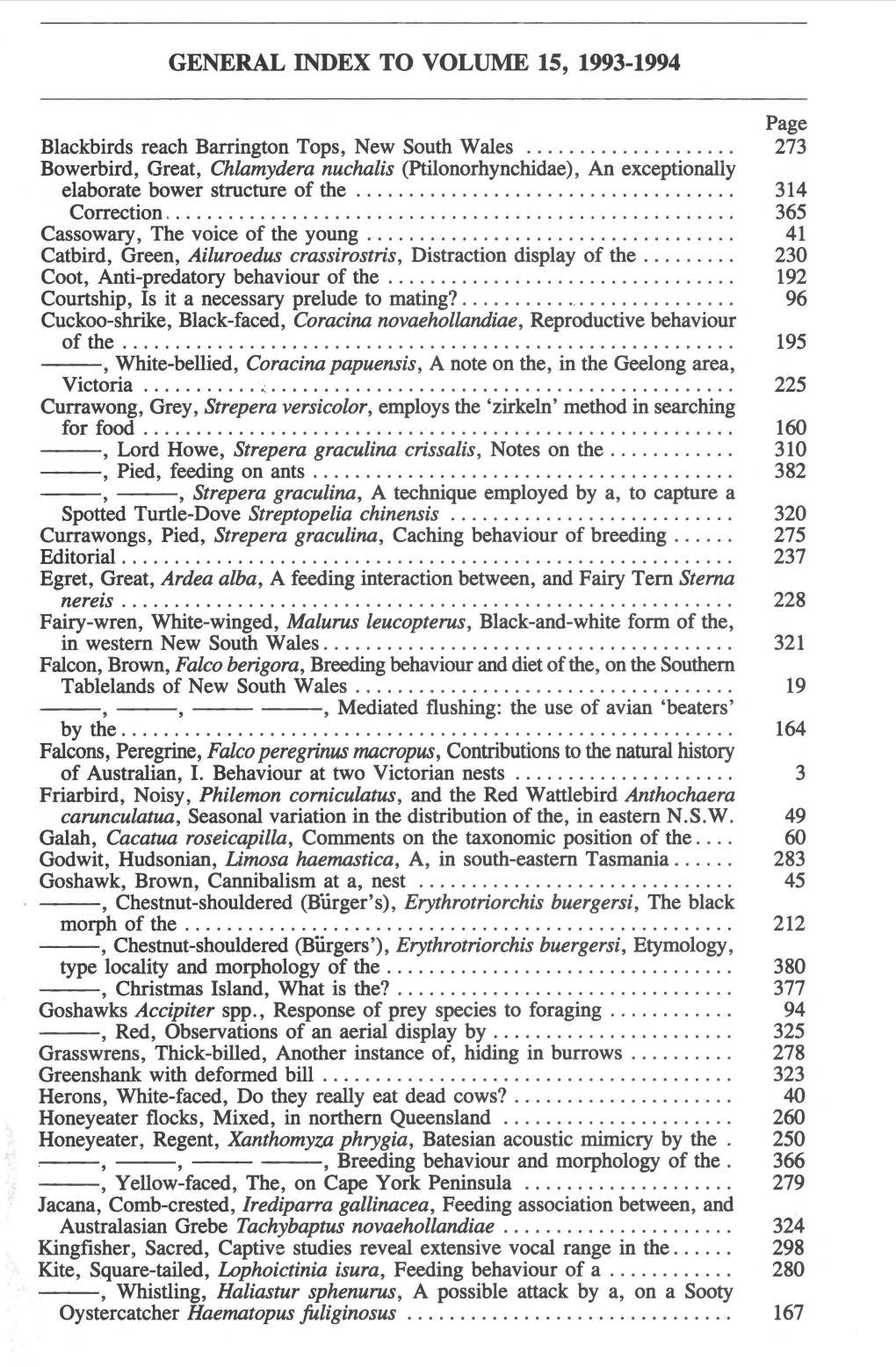 General Index to Volume 15, 1993-1994
